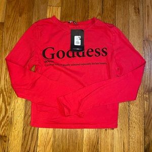 WOMENS LONG SLEEVE CROP TOP size S